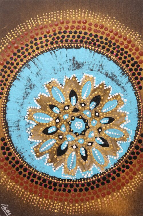 Gold-Tone Mixed Media Abstract Painting from India, 'Golden Glory'