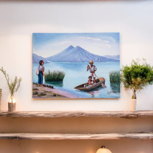 Guatemalan Landscape Oil Painting with Realist Style, 'Saint Antonio Palopó'