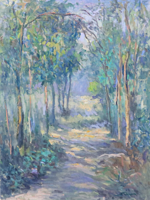 Impressionist Nature-Themed Landscape Oil Painting of Forest, 'Forest Next Door'