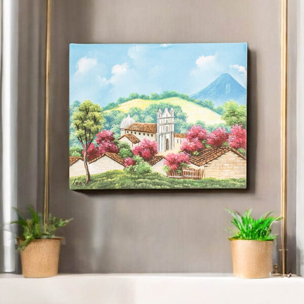 Impressionist Oil Painting of Church & Nature in Guatemala, 'Church in Zunil'