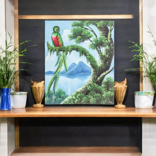 Impressionist Oil Painting of Quetzal Bird from Guatemala, 'Natural'