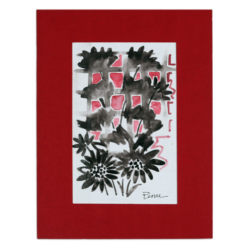 Impressionist Sunflower-Themed Watercolor Painting with Mat, 'Sunflower Glory'