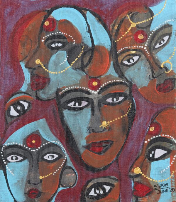 Indian Bridal Fantasy Painting on Canvas Board, 'Bridal Saga' Indian Bridal Fantasy Painting on Canvas Board, 'Bridal Saga'