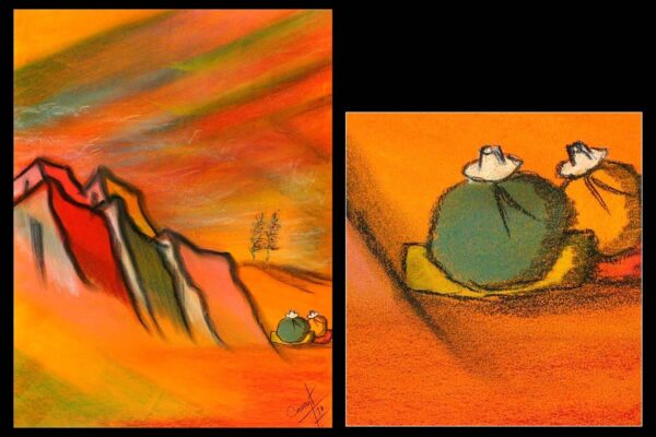 Landscape Expressionist Painting, 'Small Houses'