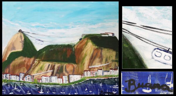 Landscape Naif Painting, 'Sugarloaf Hill'