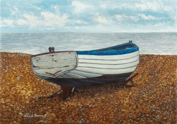 Oil on Canvas Realistic Seascapes Painting from Peru, 'Boat II'