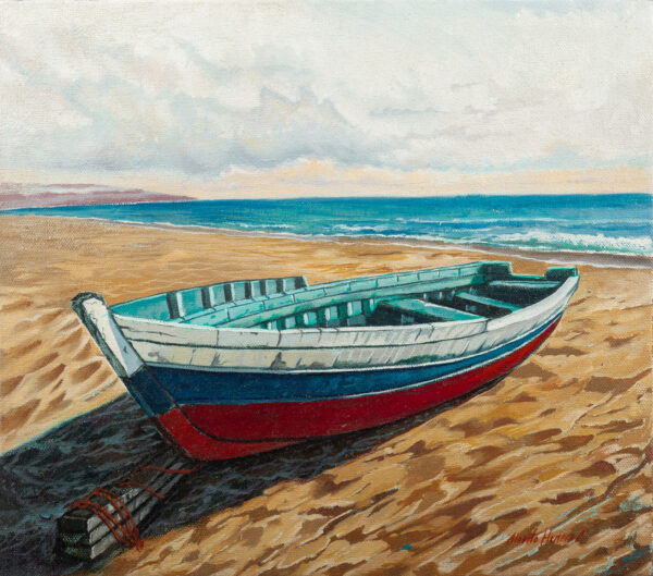 Oil on Canvas Realistic Seascapes Painting of Boat from Peru, 'Boat III' Oil on Canvas Realistic Seascapes Painting of Boat from Peru, 'Boat III'