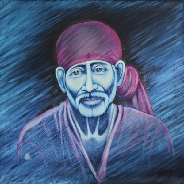 Oil Portrait Painting of Indian Spiritual Master, 'Peaceful Sai Baba' Oil Portrait Painting of Indian Spiritual Master, 'Peaceful Sai Baba'