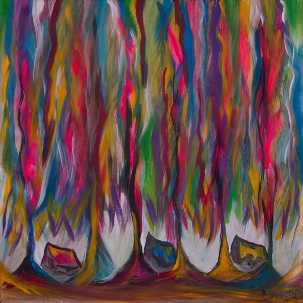 Original Andean Fine Art Painting of Colorful Willow Trees, 'Leafiness' Original Andean Fine Art Painting of Colorful Willow Trees, 'Leafiness'