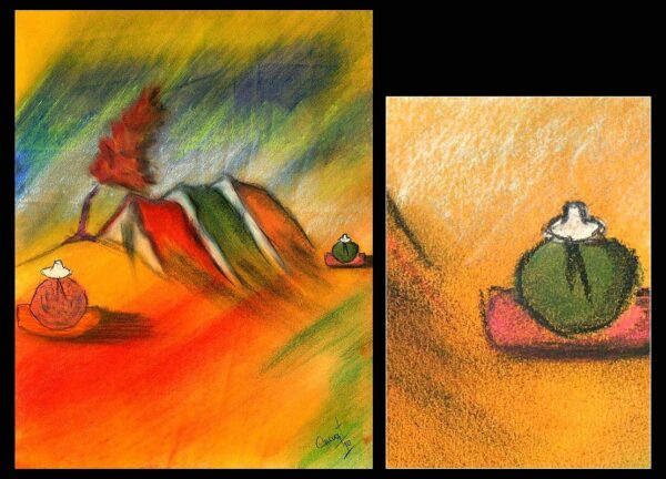 Peruvian Pastels Painting, 'Andean Houses'