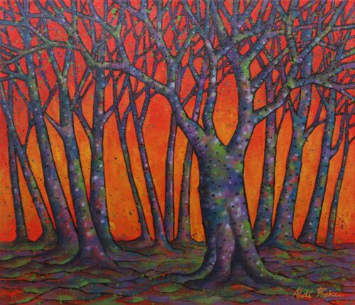 Signed Acrylic Tree Painting, 'Dry Up'
