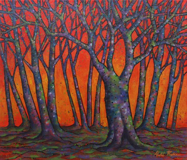 Signed Acrylic Tree Painting, 'Dry Up'