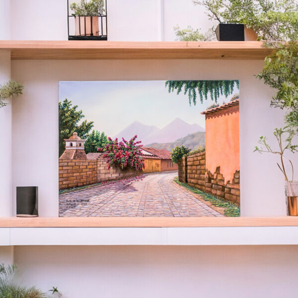 Signed and Stretched Realist Painting of Colorful Street, 'Las Animas Street II' Signed and Stretched Realist Painting of Colorful Street, 'Las Animas Street II'