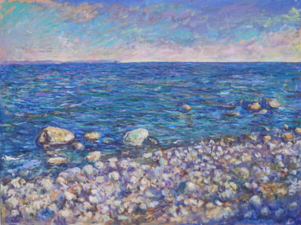 Signed Impressionist Oil on Canvas Seascape Painting, 'Afternoon by the Sea'