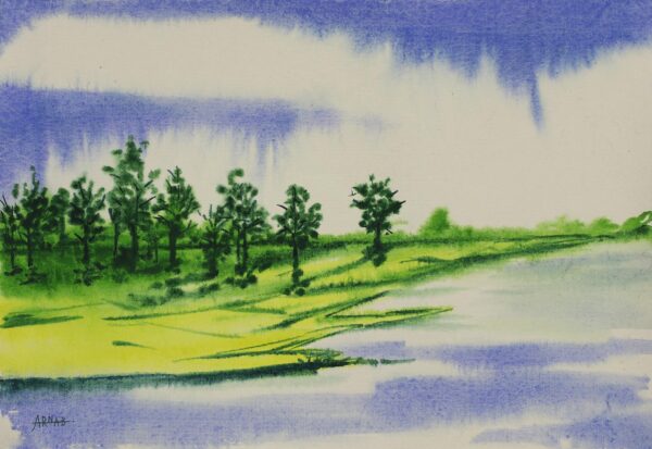 Signed Impressionist Painting of Mango Trees from India, 'Mango Grove'