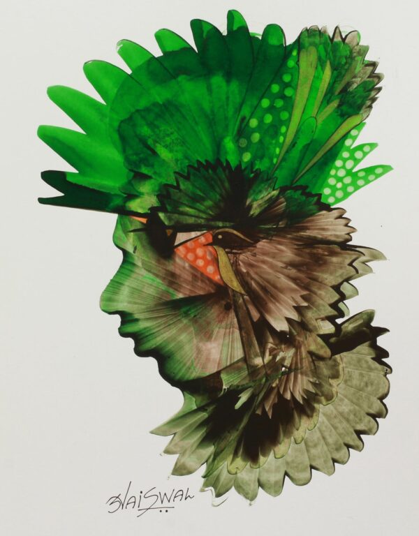 Signed Original 11 by 14 Expressionist Painting from India, 'Creations'