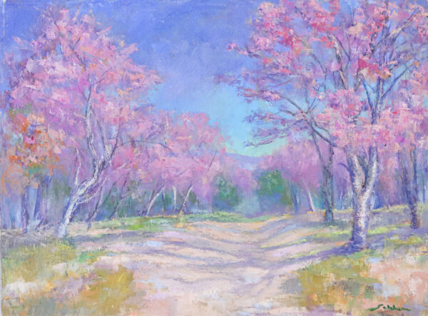 Spring-Themed Cherry Blossom Impressionist Oil Painting, 'Phulomlo'