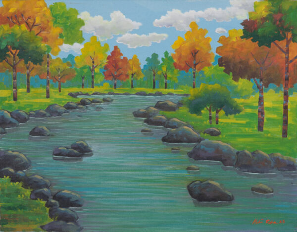 Warm-Toned Unstretched Signed Acrylic Impressionist Painting, 'Life Guider'